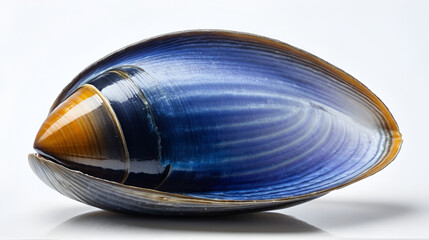 Stunning Close-Up of a Blue Mussel Shell on a white background.