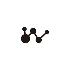 Letter w molecules geometric symbol simple logo vector