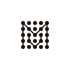 Letter M and V square molecules geometric symbol simple logo vector