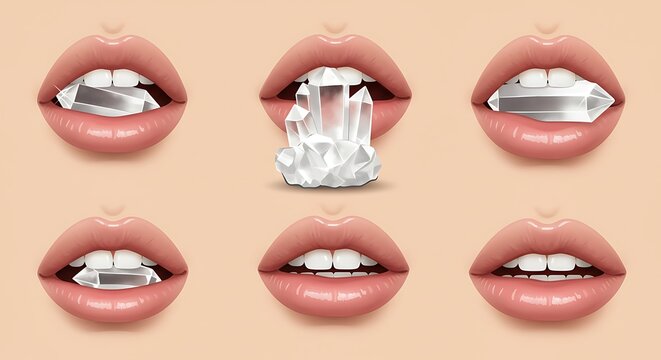 Crystal gemstones in female lips