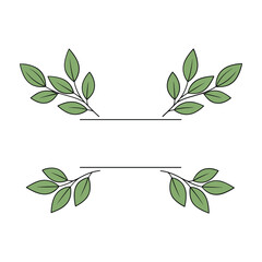 Green leaf branches framing empty space for text nature organic