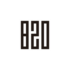 Number 8, 2 and 0 square, rectangle geometric symbol simple logo vector