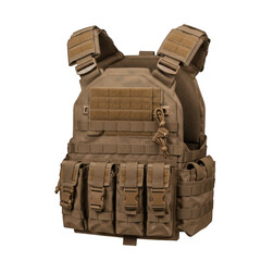 Tan tactical vest isolated on transparent background