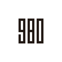 Number 9, 8 and 0 square, rectangle geometric symbol simple logo vector