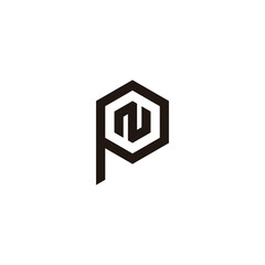 Letter N in P, hexagon geometric symbol simple logo vector