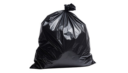 black plastic bin bag trash waste Garbage bag on a white background