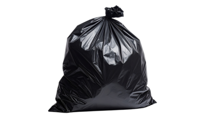 black plastic bin bag trash waste Garbage bag on a white background