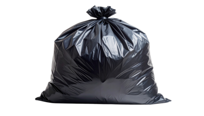 black plastic bin bag trash waste Garbage bag on a white background