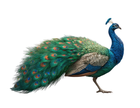 Peacock in profile view