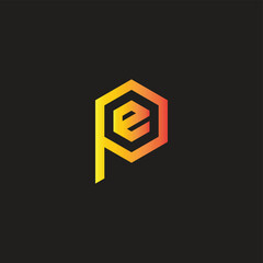 Letter e in P hexagon geometric symbol simple logo vector