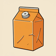 Illustration of an orange juice carton on a beige background, food concept