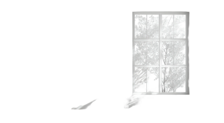 Window scene with grayscale elements