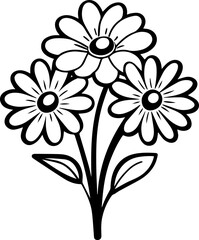 SVG vector illustration of a flower bouquet bunch.Hand-drawn Illustration of Three Daisy Flowers Design