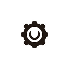 Obraz premium Letter U in gear, equipment geometric symbol simple logo vector