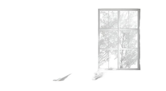 Window scene with grayscale elements