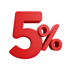Red 3D 5% Discount Sign