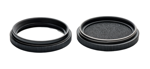 Two black camera lens filters