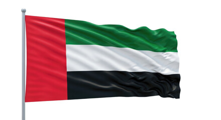 UAE flag waving isolated on white background cutout transparent png