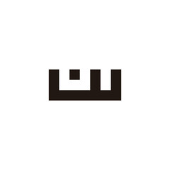 Letter w and u square dot geometric symbol simple logo vector