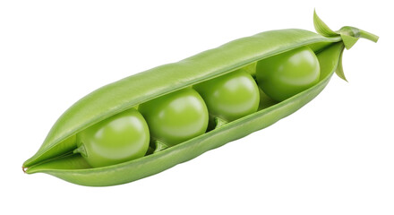 Pea pod with peas isolated on white background cutout transparent png