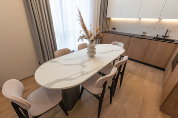 Dining area in modern luxury apartment