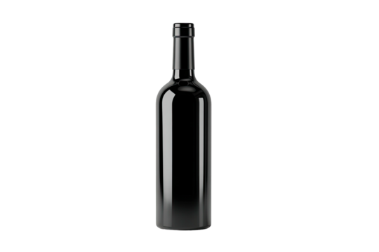 Dark glass wine bottle against black background