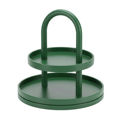 Two tiered green tray stand with handle isolated on transparent background