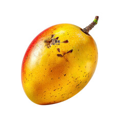 Png of closeup of a yellow mango fruit isolated on transparent background, highlighting its smooth skin and unique shape