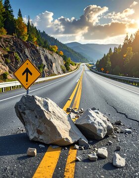 Highway rockslide warning