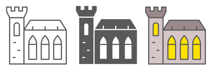 Dublin Castle icon, st patrick s day and holiday, ireland castle sign, vector graphics, a linear pattern on a white background, editable stroke. © amin268