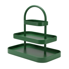 Three tiered green organizer stand isolated on transparent background