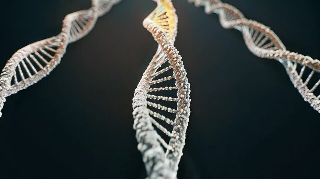 DNA and peptides double helix molecular design in black and white biotechnology style, amino acid structure research, genetics visualization and protein nanotechnology medicine concept