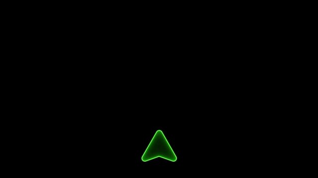 Neon up green arrow icon animation,Glowing neon light animated traffic directional arrows sign