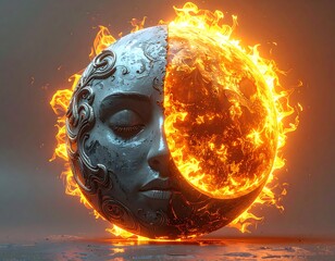 Half-moon, half-fire, sphere