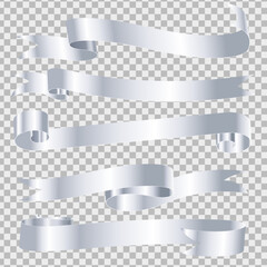 Silver ribbon isolated on transparent background