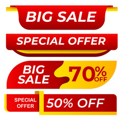 Sale banner collection vector. website stickers, color web page design.