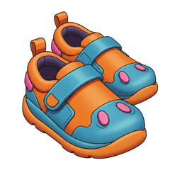 Cute cartoon baby shoes isolated on transparent background