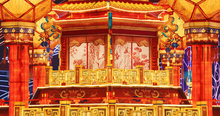 Beijing, China. Palace Lantern Reunion. On Chinese Lantern Festival, People Will Hang Red Lantern, Which Symbolizes Family Reunion. Zigong Lantern Festival In Beijing. Festival In Beijing Garden Expo