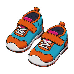 Cute cartoon baby shoes isolated on transparent background