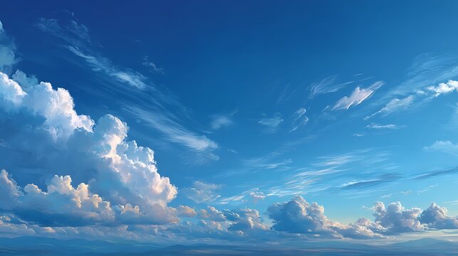 Blue gradient abstract sky background with light transparent clouds at edges, central wide open blank space for text placement, inspirational quote, branding, or promotional campaign design.