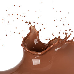 Chocolate milk splash crown isolated on transparent background