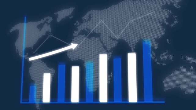 Business data animated map chart global growth finance economy statistics progress 4k ultra hd. Global growth animated map chart business data finance success technology economy progress.