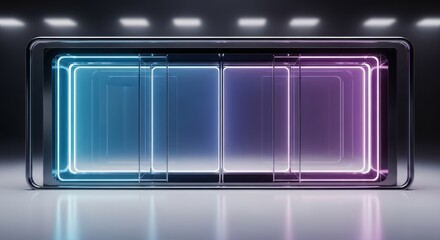 Obraz premium Abstract Futuristic Technology with Glowing Neon Panels.