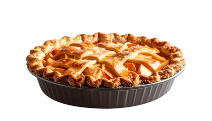 Recipe inspiration baking a cozy apple pie in a home kitchen with delicious food photography isolated on transparent background