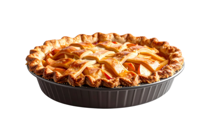 Recipe inspiration baking a cozy apple pie in a home kitchen with delicious food photography isolated on transparent background