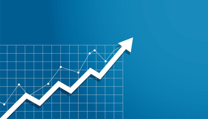 business growth arrow raise up concept to success. Finance vision stretching rising up. banner flat style vector illustration. Return on investment ROI. currency chart increase. stock and investment