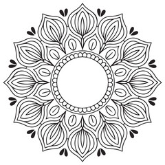 Abstract mandala art design black and white decorative background illustration
