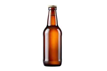 A brown glass beer bottle, closed with a cap