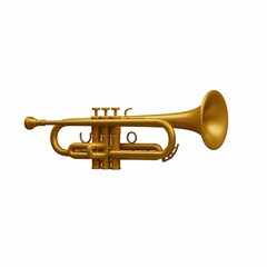 Obraz premium Golden Trumpet Musical Instrument Isolated on White Background.