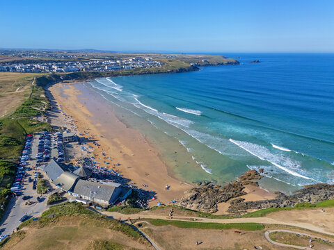 Fistral Beach, Newquay, United Kingdom. 08.25.2025 Aerial Image of Fistral Beach in Newquay, Cornwall. 25th August 2025.